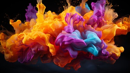 Obraz premium Colourful liquid splashes on a black background. Love these for banners and so much more.