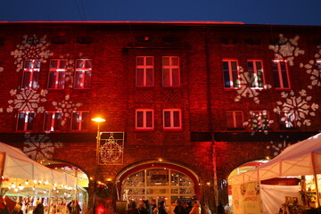 Naklejka premium Chistmas Festive Market in Nikiszowiec, Katowice, Poland, 