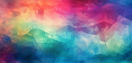 Design a digital masterpiece with a geometric abstract blue, pink, and green background, creating a textured wallpaper that bursts with colorful digital multi-color vibrancy.