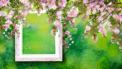 Fototapeta na wymiar tree branch flower photo overlays summer spring painted frame s photo art