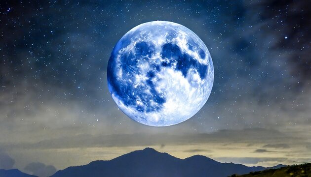 blue moon super full moon august moon bright stars the background full of stars in the galaxy © Emanuel