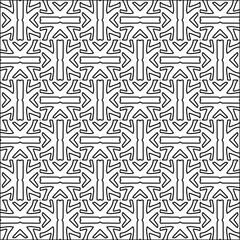 Figures from lines.Black pattern on white wallpaper for web page, textures, card, poster, fabric, textile. Abstract background.Repeating background image.White texture. Lines form shapes.
