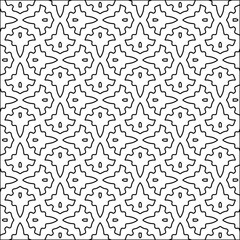 Figures from lines.Black pattern on white wallpaper for web page, textures, card, poster, fabric, textile. Abstract background.Repeating background image.White texture. Lines form shapes.