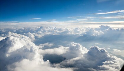 Naklejka na ściany i meble a view of the sky from a plane window of clouds generative ai