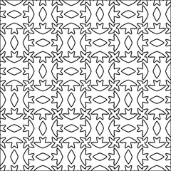 Figures from lines.Black pattern on white wallpaper for web page, textures, card, poster, fabric, textile. Abstract background.Repeating background image.White texture. Lines form shapes.