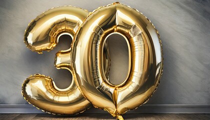 30 number gold balloon