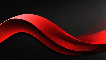 red glowing abstract color gradient wave shape on black grainy background copy space minimal wide...