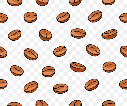 Coffee beans, plant and nature, seamless vector background and pattern. Food, hot drink, beverage, cafes, coffee house and coffee shop, vector design and illustration