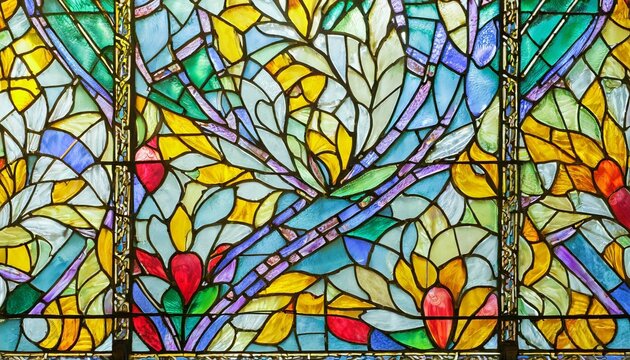colorful stained glass window abstract stained glass background art nouveau decoration for interior vintage pattern