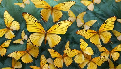 beautiful background of tropical yellow butterflies