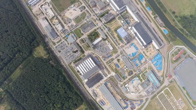vertical airplane view of industry and LNG terminal in Lubmin