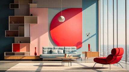 Concepto de diseño de interior de una vivienda. Arquitectura y habitabilidad. Generado por IA.
