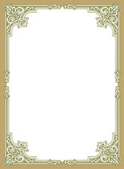 Golden vintage vertical frame with ornament, frame for a text and photo vector illustration