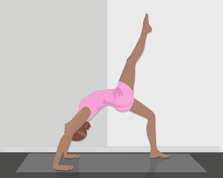 Vector illustration of a girl practicing yoga. Meditation and asanas.