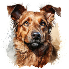 watercolor Australian Terrier clipart, Generative Ai