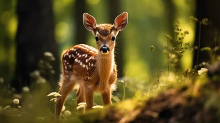 Foto auf Alu-Dibond Adorable young deer © Fly Frames