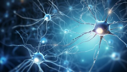 Neurons and nervous system. Nerve cells background with copy space, ai art illustrtions