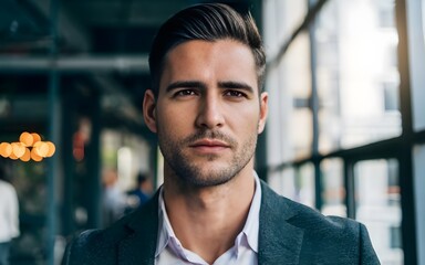 Obraz premium Portrait of Handsome Businessman, looking at camera