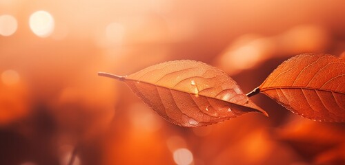 Extreme close-up of abstract blurred autumn leaves, rich orange and red hues, in the style of gradient blurred wallpapers, 