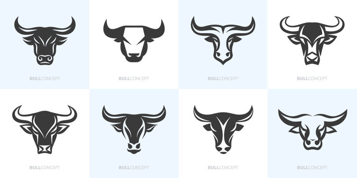 Moderne minimalistische Stiere | Vektorgrafik-B&uuml;ndel f&uuml;r Firmenlogos und Brand Identity