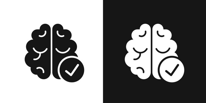 Brain check vector icon. Healthy brain, mental sign