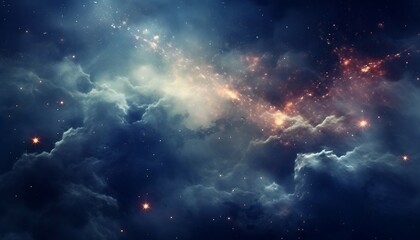 Fototapeta premium Night sky - Universe filled with stars, nebula and galaxy, ai art illustrations