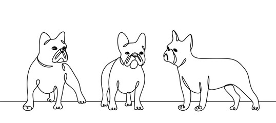 French Bulldog. One line - obrazy, fototapety, plakaty