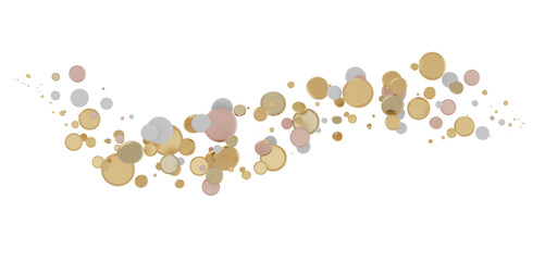 Glorious Cascade: Exquisite 3D Illustration of Glowing gold Confetti