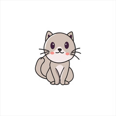 Vector cute cat sitting cartoon icon..