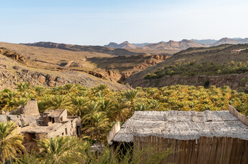 Landscape oasis at Misfah al Abriyyin or Misfat Al Abriyeen village located in the north of the Sultanate of Oman.