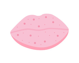 Bath bomb pink lips shape vector clipart
