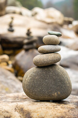 Zen stones on the riverbank