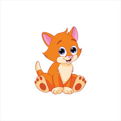 Vector cartoon funny cat isolated on white...