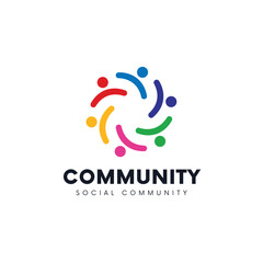 Colorful People community logo designs vector illustration