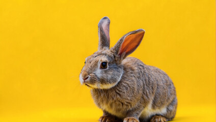 rabbit on yellow background