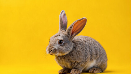 rabbit on yellow background