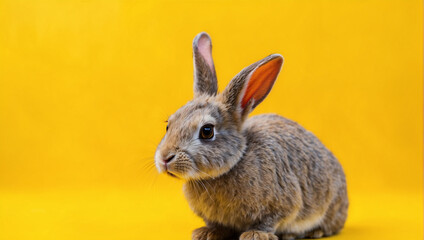 rabbit on yellow background