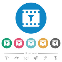 Filter movie flat round icons