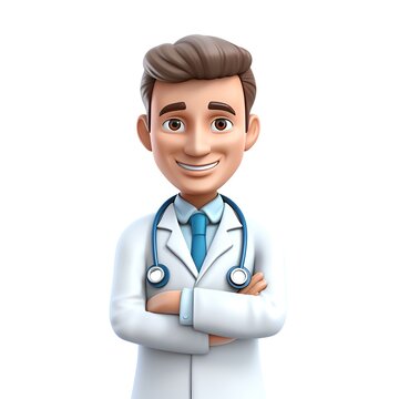 3D Doctor Icon on White Background
