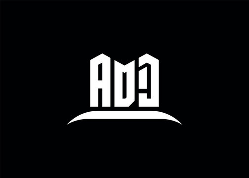 ADJ letter logo design on creative BLACK background