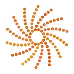 Orange circle halftone spiral background.