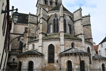 Fototapeta premium Ornate facade of historic and old church in old town France