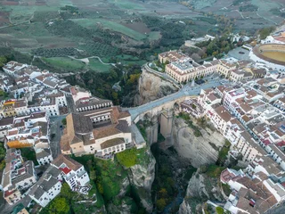 Papier Peint photo Ronda Pont Neuf Vistas aéreas de Ronda , Puente Nuevo y centro histórico de Ronda, vista cenital desde arriba ,Andalucia , Malaga , España