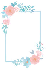 Flower Frame Watercolor. Floral Wreath Watercolor. 