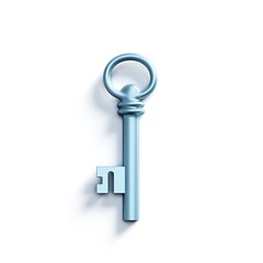 3D Key Icon on White Background