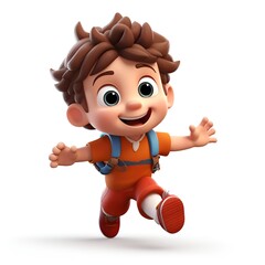 3D Little Boy Icon on White Background
