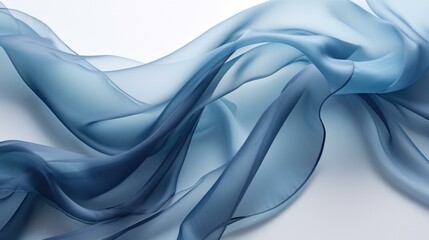 Blue silk fabric with a white background. Generative AI.