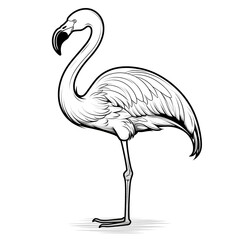 Fototapeta premium Minimalistic Cute Flamingo - Full Body Line Art Vector