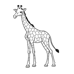 Minimalistic Cute Giraffe - Full Body Line Art