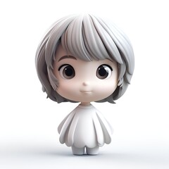 Obraz premium 3D Icon of Little Girl on White Background